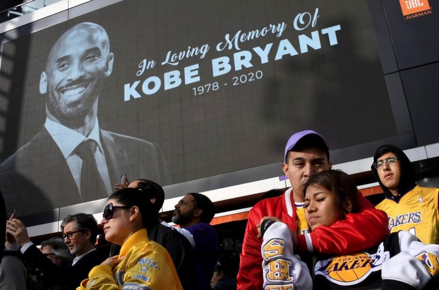 Final Farewell: Kobe Bryant fans gather outside the Staples Center to pay their respects to NBA legend. 