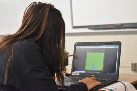 An all too common occurrence: A Lewis student is distracted by a game on her school-issued laptop.